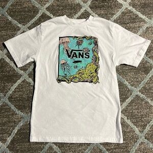 Vans Classic Fit White Ocean Graphic Tee Shirt, Size M/10-12